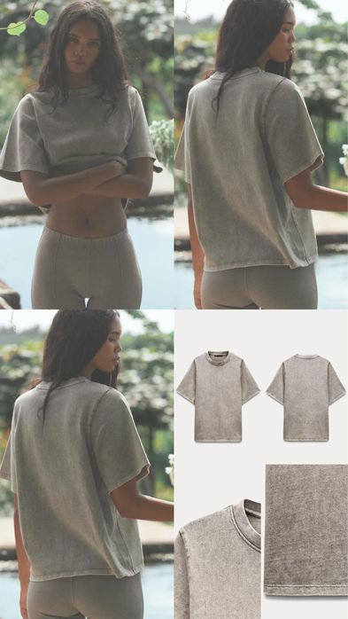 футболка Zara S сіра