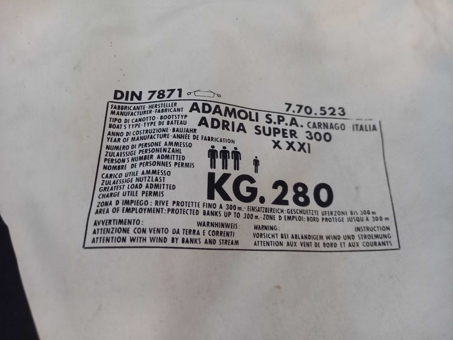 Barco de borracha insuflavel - Adamoli ADRIA SUPER 300 XXXI