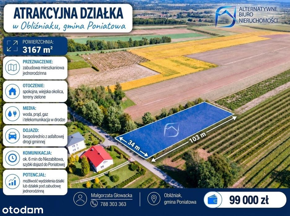 Obliźniak | płaska działka 3167 m² z Mpzp