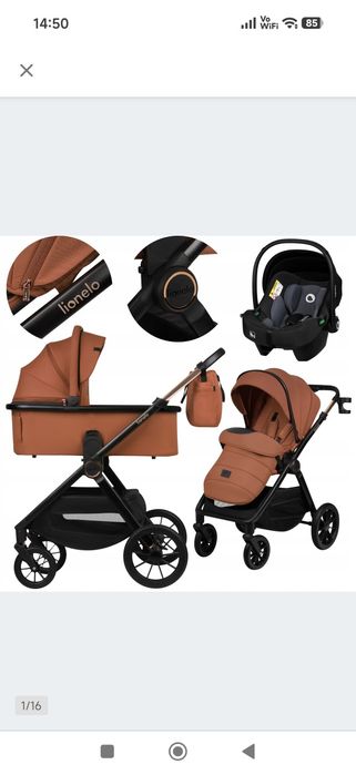 Wózek 3 w 1 Lionelo Layla Brown Rust+ baza do nosidełka