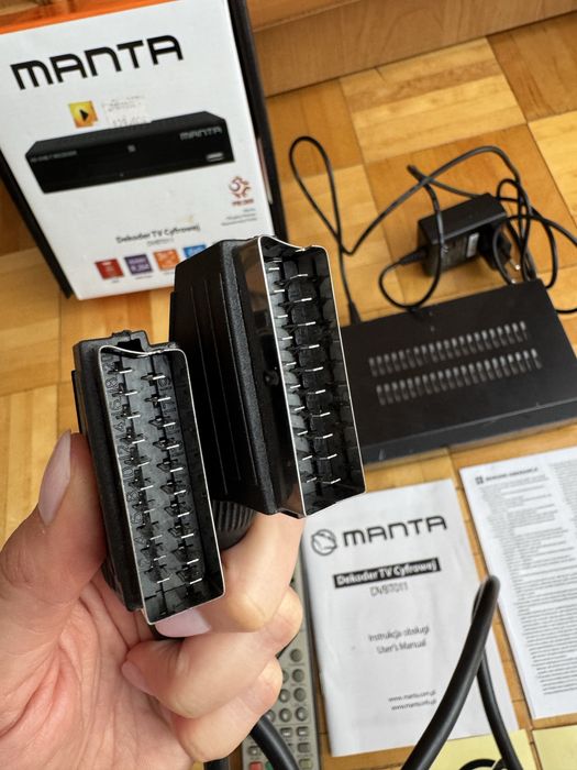 Dekoder TV Manta DVBT011 przewód kabel DPM scart hdmi media player