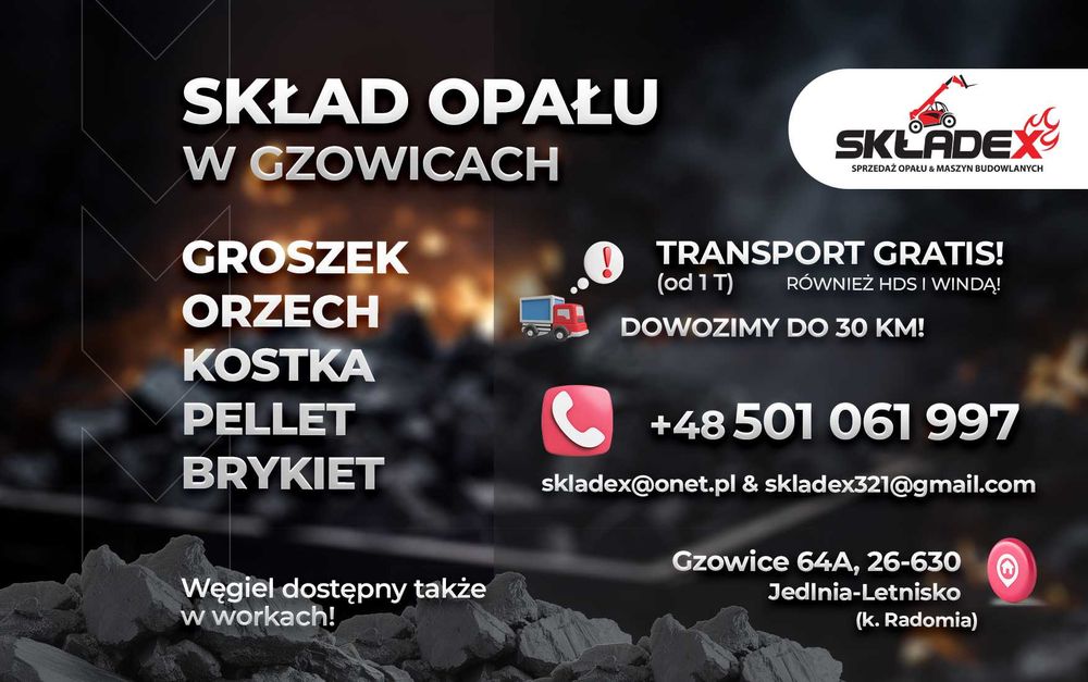 E-Groszek Niskoemisyjny Minimalny Popiół Transport GRATIS