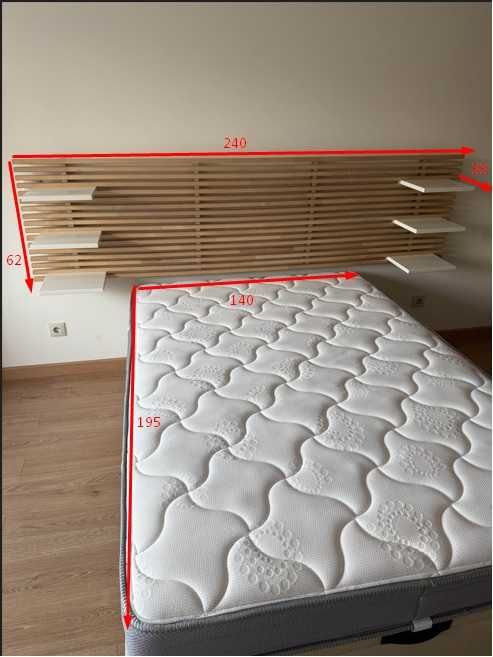 Cama Sommier c/ Arrumação + Cabeceira Madeira