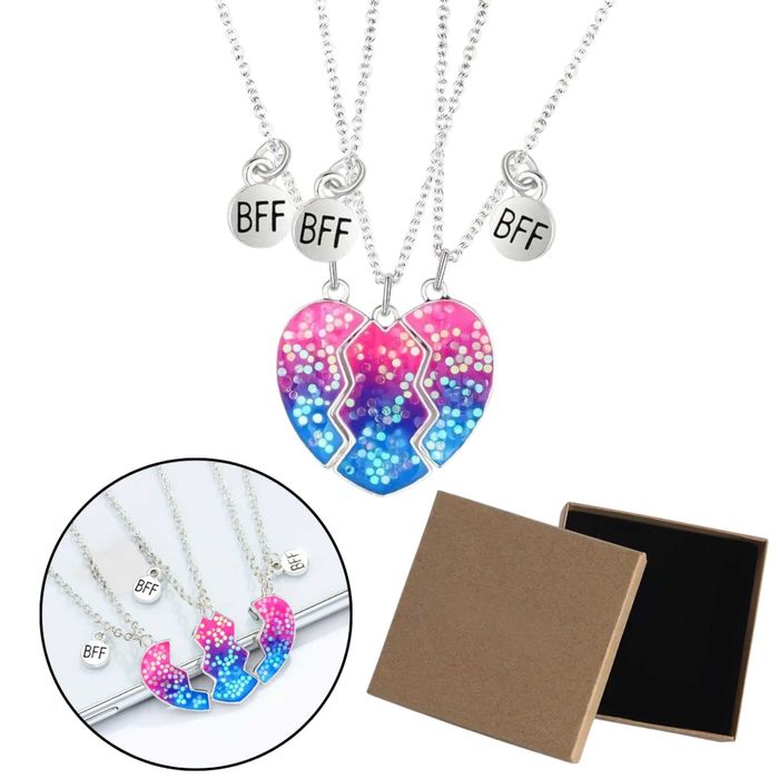 NASZYJNIK ŁAŃCUSZKI Przyjaźni Best Friends Forever BFF 3w1