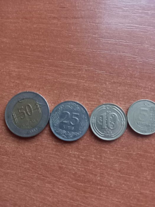 Набор монет Турция 5 10;. 25; 50 курушей в хорош.сост.,Харьков.