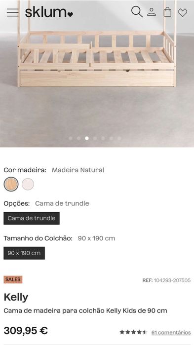 Cama de criança madeira natural