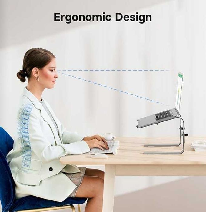 BONTEC Stojak na Laptopa 10-17-Calowy Regulowany Ergonomiczny Srebrny