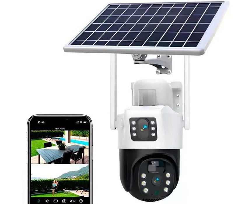 4G Камера вулична з сонячною панеллю | 2 лінзи, Поворотна 360, Sim