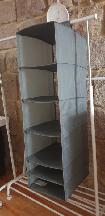 Suporte p/cabides + Arrumação c/6 compartimentos