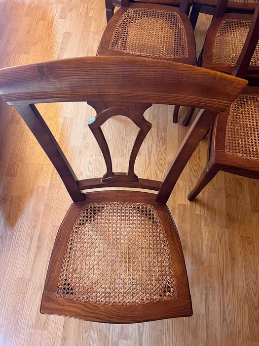 6 Cadeiras de madeira estilo Thonet com assentos de palha de Viena