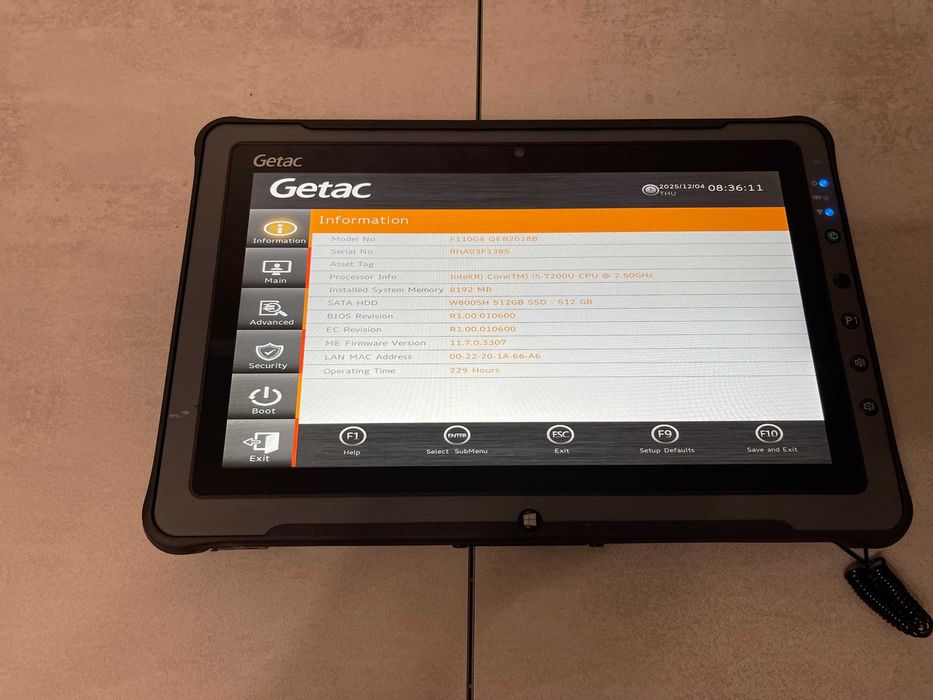 Захищений планшет Getac F110 G4, 11.6", i5-7200U, 8GB, 512GB, 4G LTE