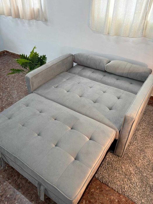 oferta sofa cama cinza novo envio gratis