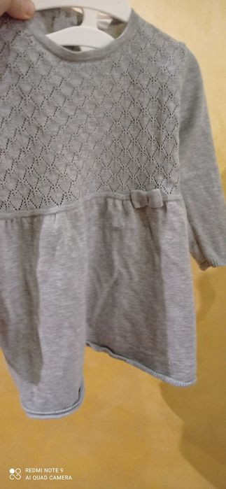 Piękna sukienka 86 H&M dziewczynka szara koronka