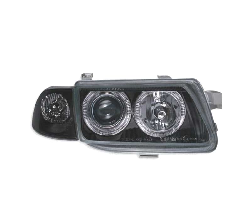 FARÓIS OPEL ASTRA F 94-98 ANGEL EYES FUNDO PRETO H1-H7