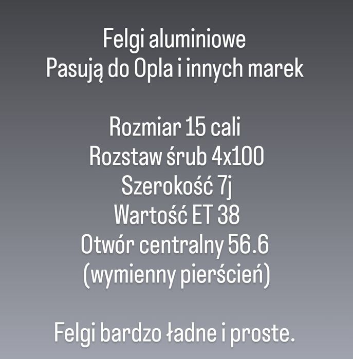 4x100 alufelgi Opel