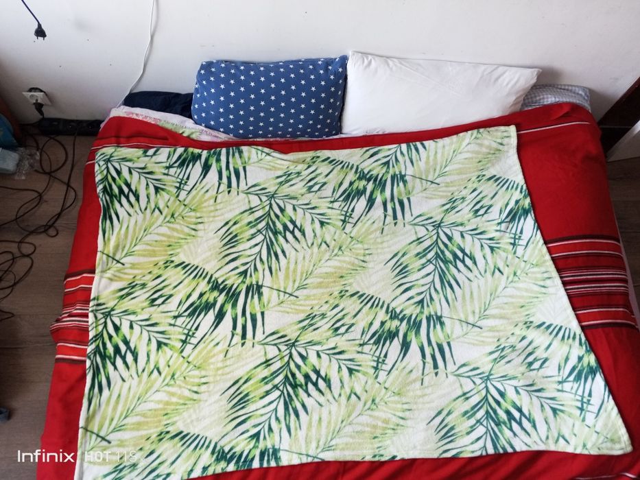 Koc polarowy Boho liście