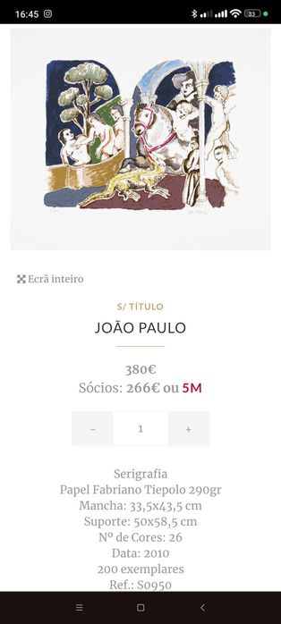 Serigrafia Rara de João Paulo - Edição Limitada, 200 Exemplares (2010)