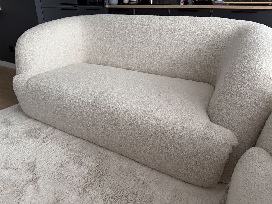 Sofa i fotel boucle zestaw wypoczynkowy