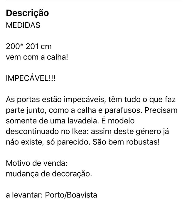 PORTAS deslizantes para sistema PAX do IKEA
