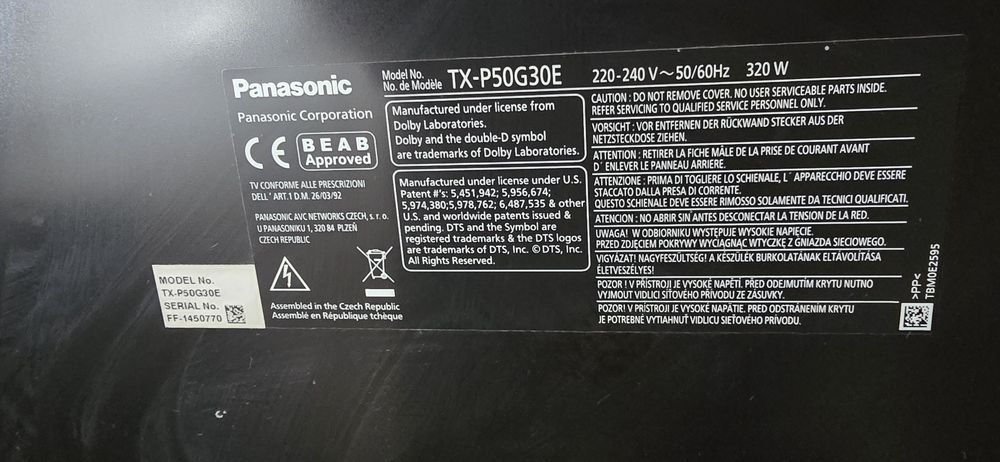 Panasonic Plazma 50 Cali DVB-T-C USB Pilot