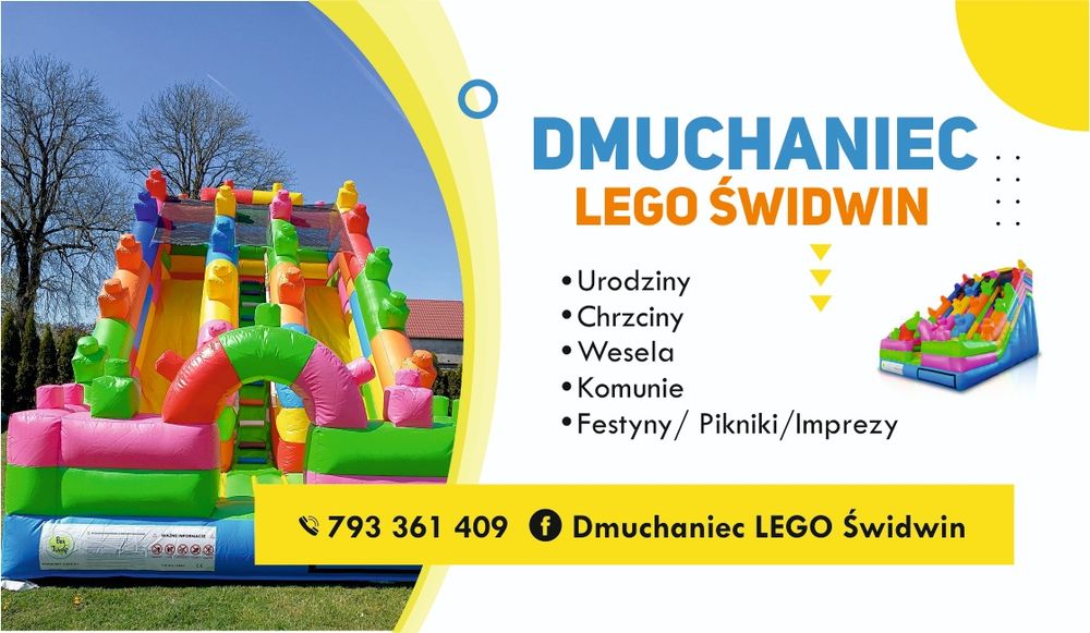 Dmuchaniec zamki dmuchane zjeżdżalnia LEGO wynajem