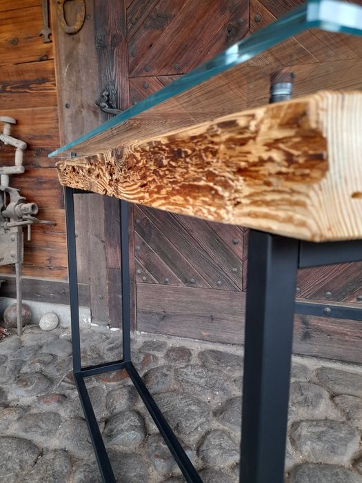 Konsola loft szkło metal.