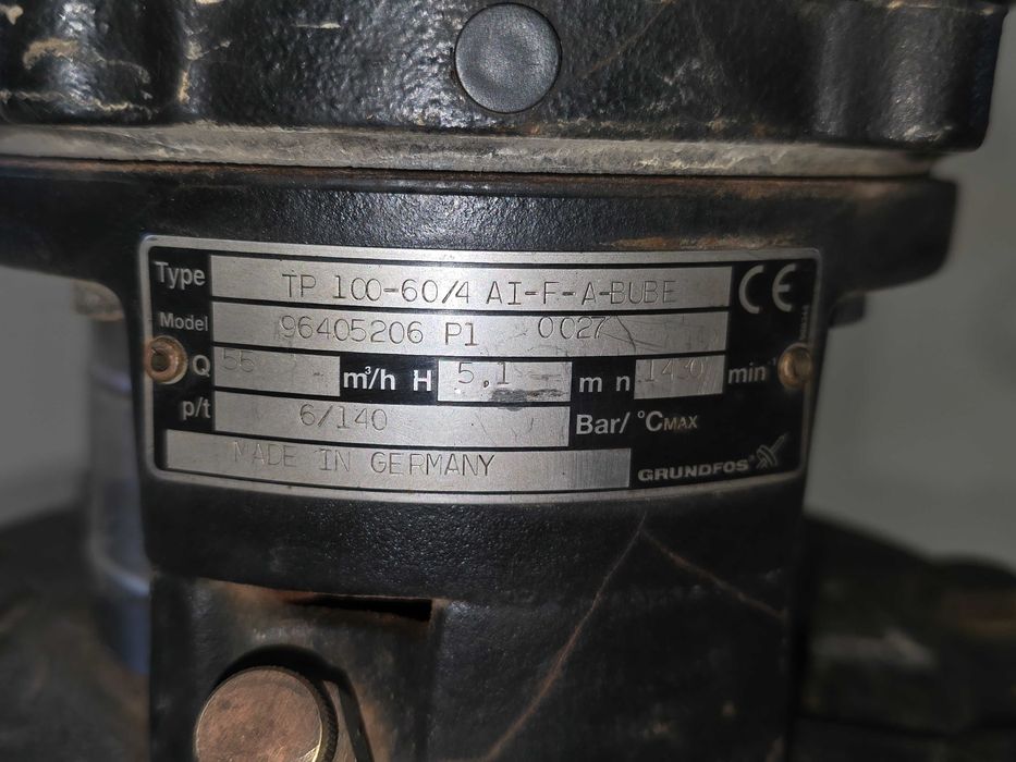 Pompa Grundfos TP 100-60/4 55m3/h H 5.1m tmax. 140'C pmax 6 bar