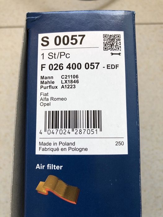 Filtro ar para Alfa Romeo Mito QV