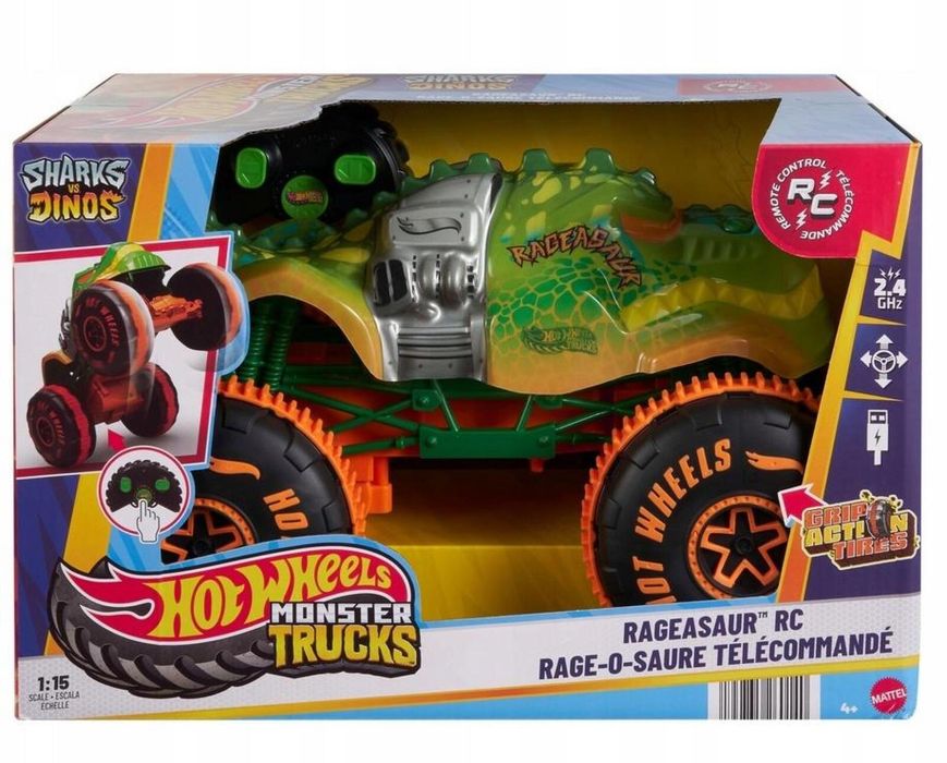 Hot Wheels Monster Truck R/C Rageasaur 1:15 pudełko,