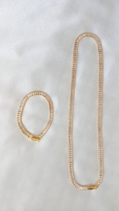 Conjunto colar e pulseira rivieira