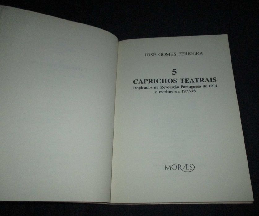 Livro 5 Caprichos Teatrais José Gomes Ferreira 1ª edição 1978