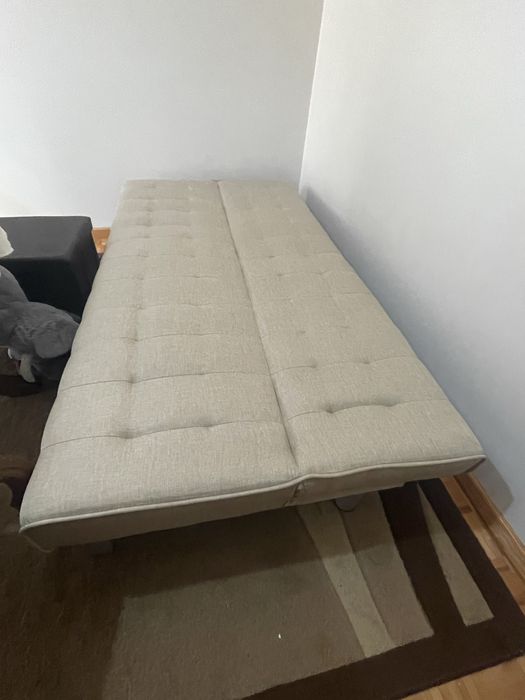 Sofá Cama 3 lugares Bege Click Clack Casa