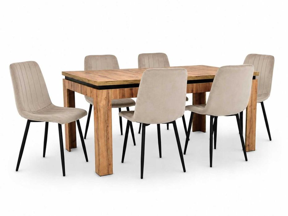 Zestaw do jadalni 6 krzeseł + stół 90x160/200 do kuchni salonu LAMINAT POLSKI PRODUCENT SZYBKA WYSYŁKA