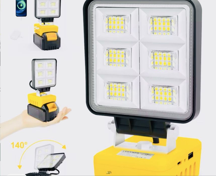 Яскрава потужла лампа на акумулятор dewalt 48wt 5200LM енероощадна нов