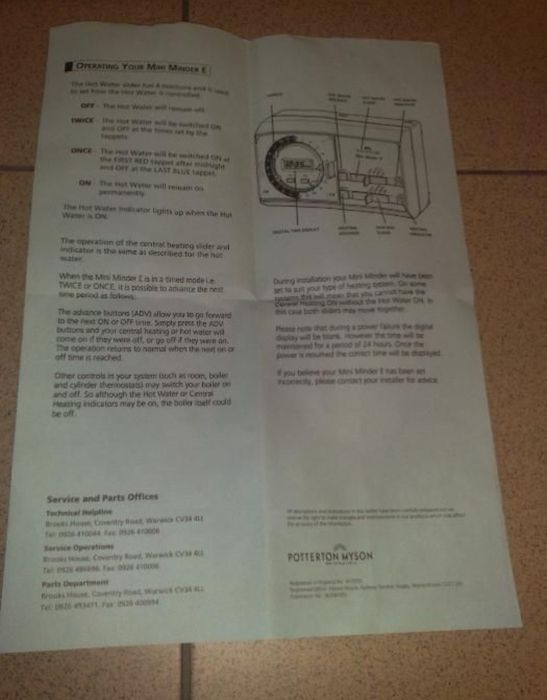 POTTERTON-MINI-MINDER-E-Dual- Circut-Programmer/ nowy