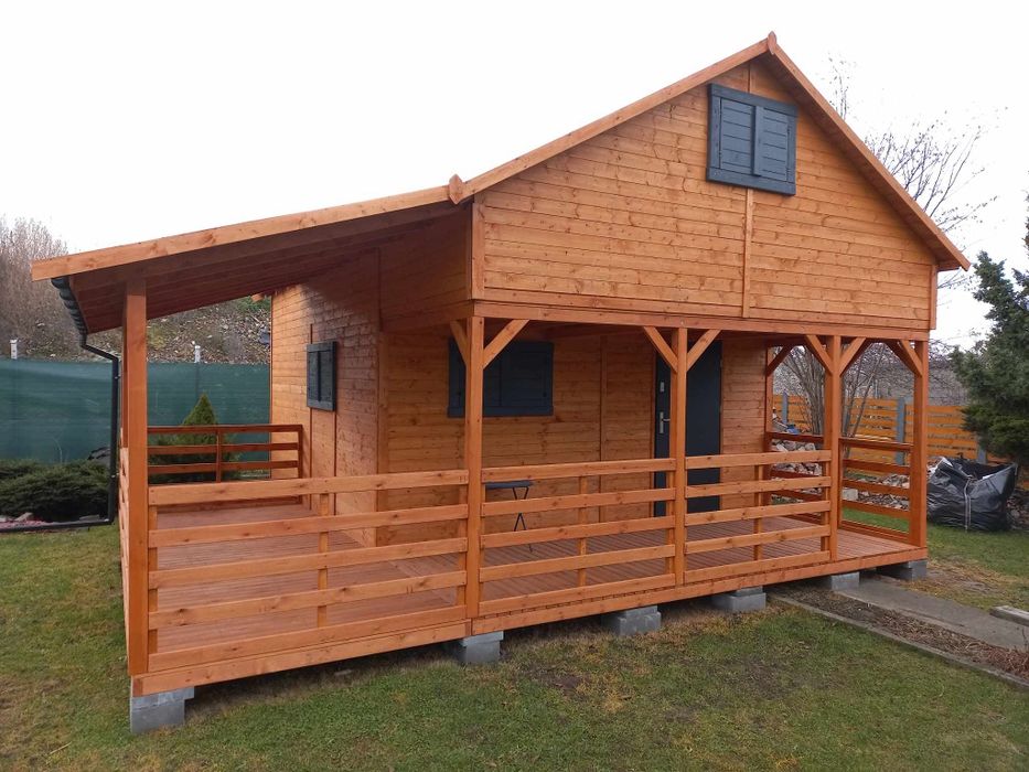 Domek letniskowy 5x5m + 5x2m taras przedni , taras boczny 2x5m