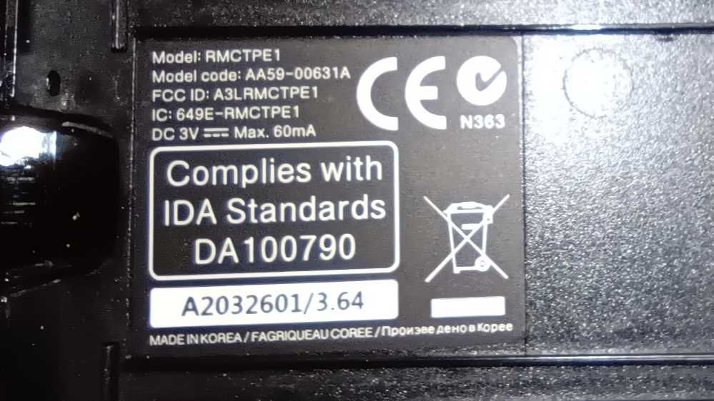 Pilot Smart TV Samsung, RMCTPE1, model code AA59_00631A