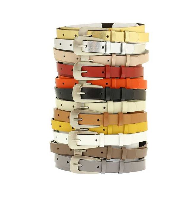 Pasek damski ze skóry naturalnej czerwony skórzany 2 cm wąski PL