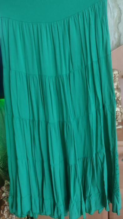 Spódnica z falban zielona