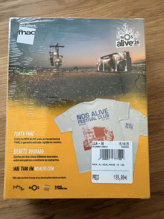 Passe Geral NOS Alive 2026 - Pack FNAC - nunca aberto