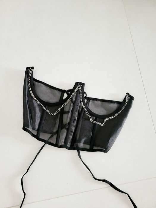 Nowy czarny tiulowy gorset Alternative