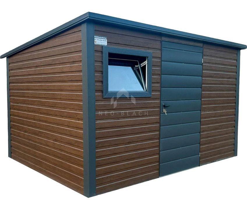 Schowek Domek Ogrodowy 3,5X2,5M Drzwi Okno Drewnopodobny Dach  Nb386