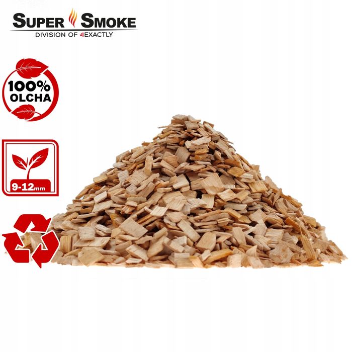 Zrębki Wędzarnicze Super Smoke OLCHA KL-10 (9-12mm) Large 6 Litrów