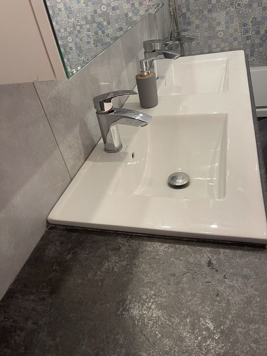 Umywalka dwukomorowa KERRA z blatem ciemny beton