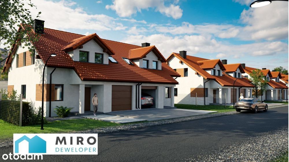 Bliźniaki z KANALIZACJĄ, światłowodem, asfaltem, latarniami.