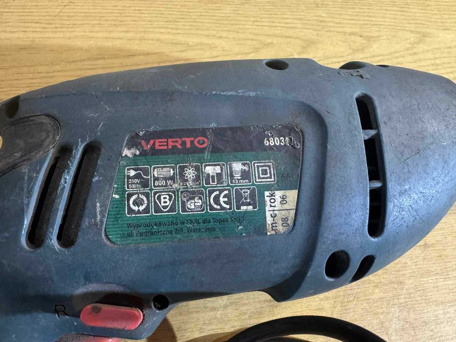 Wiertarka udarowa VERTO 800 W – sprawna, regulacja obrotów, P/L