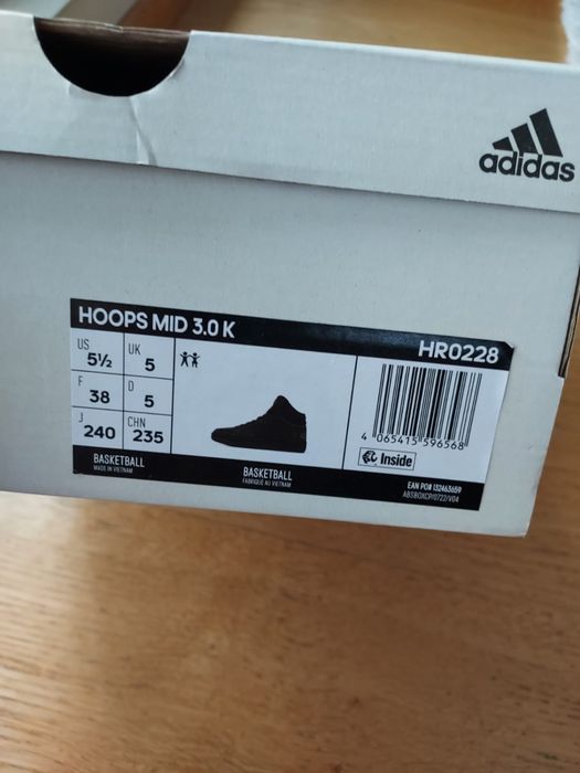 Buty do koszykówki adidas hoops mid 3.0 k czarne wysokie