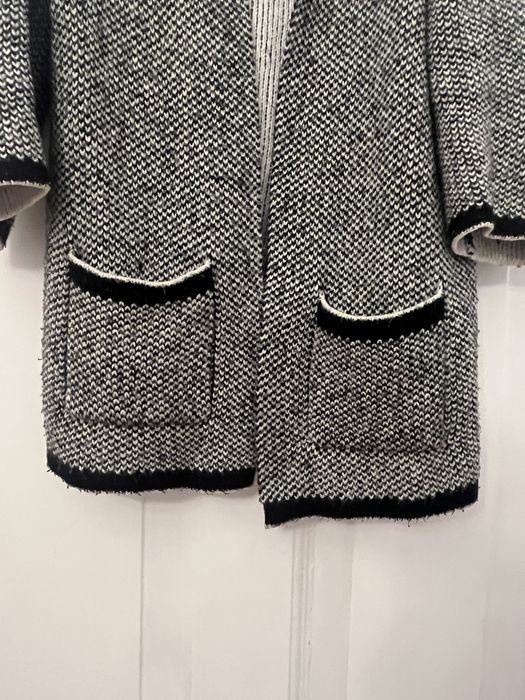 Długi kardigan Bonprix czarno-biały melanż 36/38