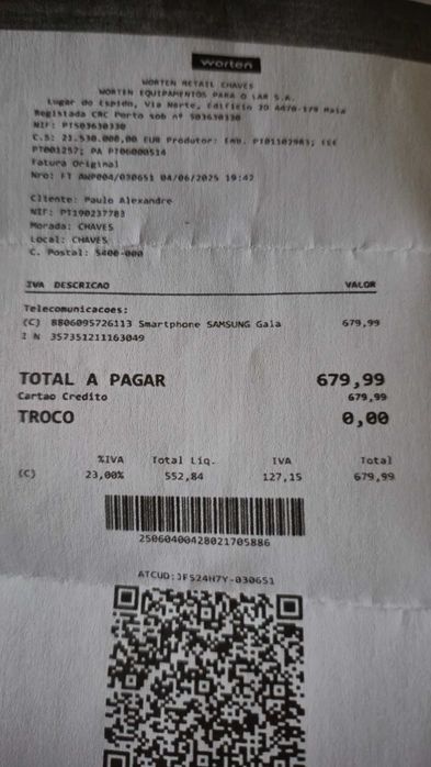 Samsung Galaxy S24 FE- com Fatura