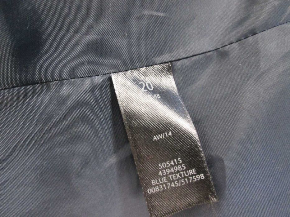 Granatowy wełniany tweedowy płaszcz kurtka 12% wełna 20 3XL 4XL